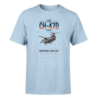 Thumbnail for Boeing CH-47D design on light blue t-shirt, single-side print