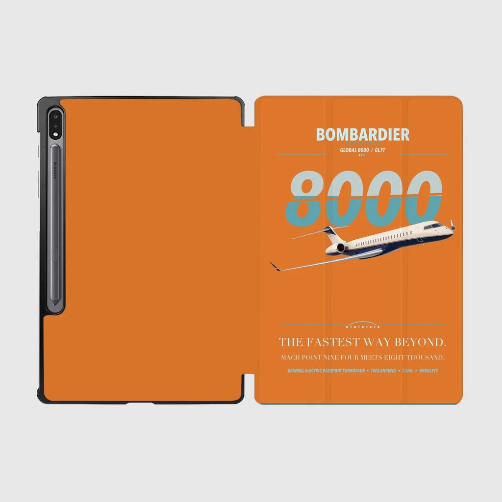 Bombardier Global 8000 design on orange samsung tablet tablet case