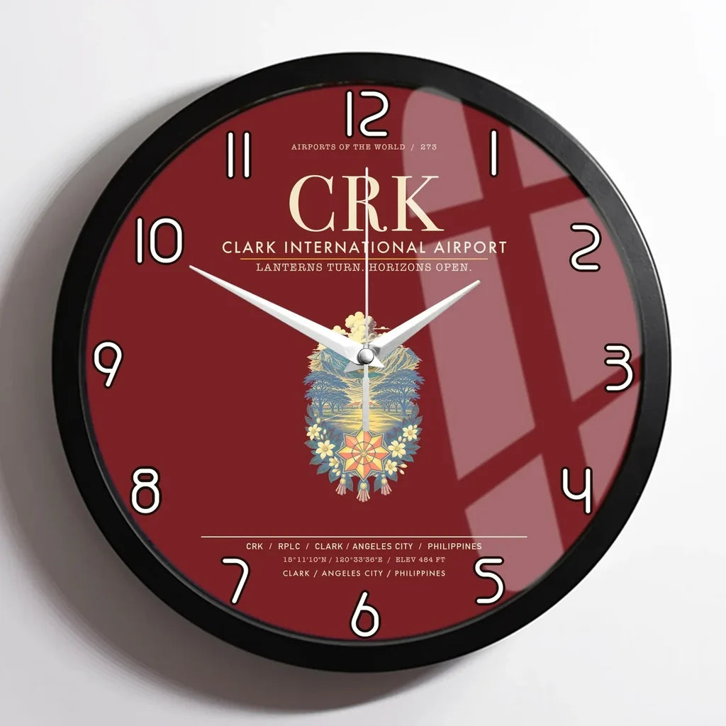 Clark International Airport CRK Wall-Clock Framed - Dark Red