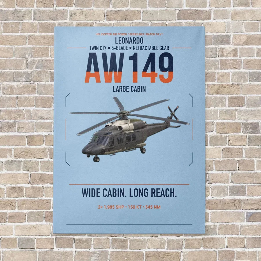 Leonardo AW149 vertical canvas print - no frame - light blue background