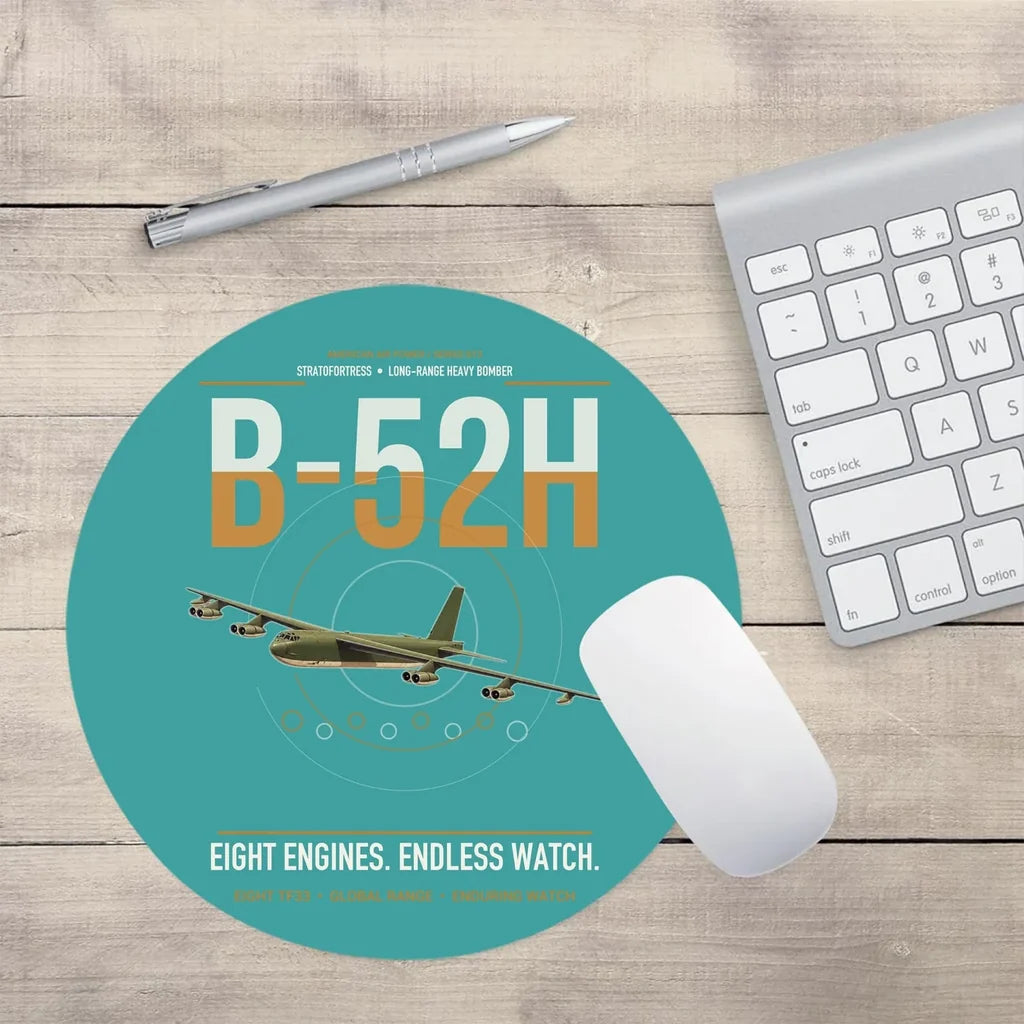 B-52H Stratofortress design on turquoise round mouse pad