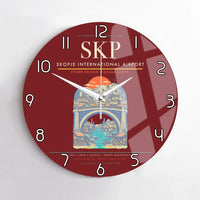 Thumbnail for Skopje International Airport SKP Wall-Clock No-Frame - Dark Red
