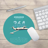 Thumbnail for Bombardier Learjet 36A design on turquoise round mouse pad