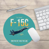 Thumbnail for F-15C Eagle design on turquoise round mouse pad