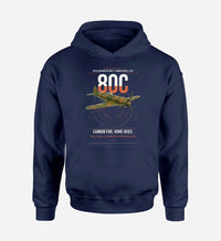 Thumbnail for IAR 80C design on navy blue double-side hoodie, single-side print