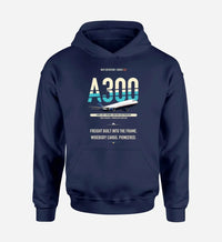 Thumbnail for Airbus A300F4-203 design on navy blue hoodie single side