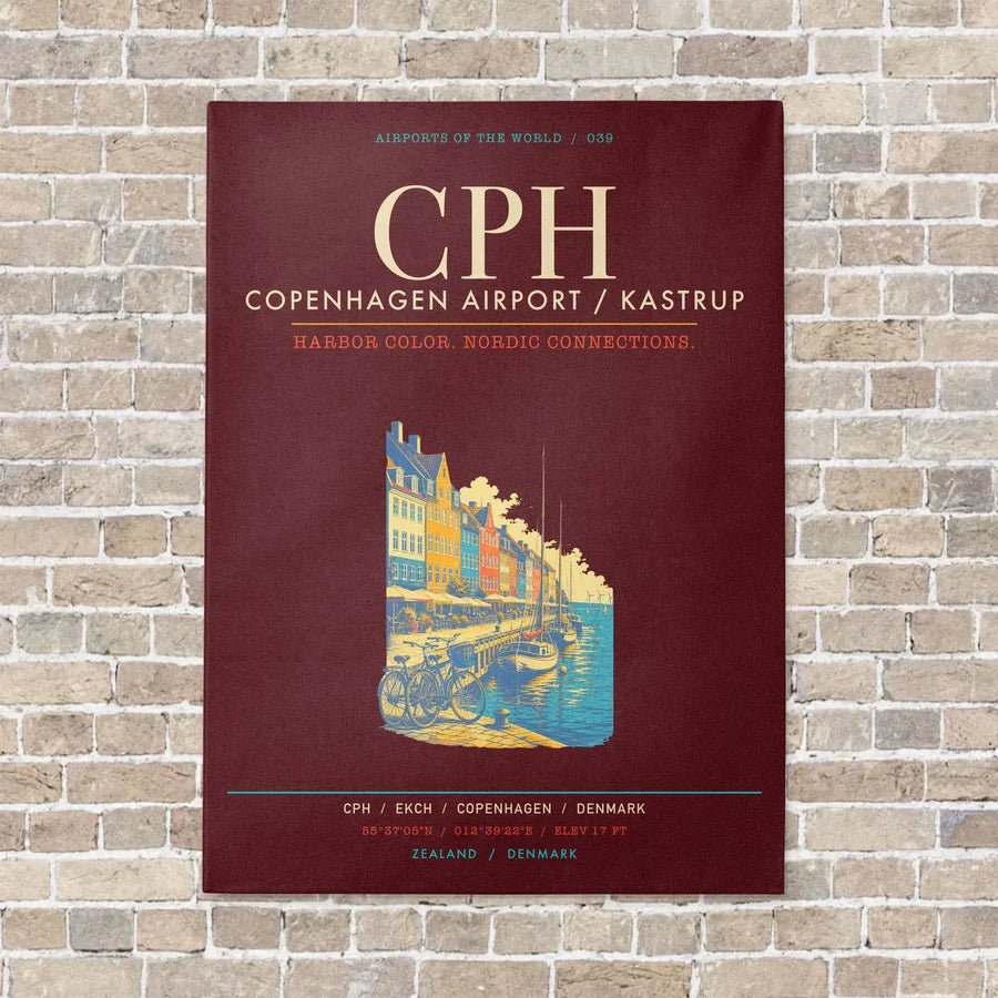 Copenhagen Airport Kastrup CPH - Canvas Framed - Dark Red