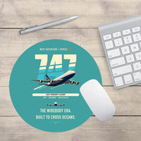Thumbnail for Boeing 747-200B design on turquoise round mouse pad