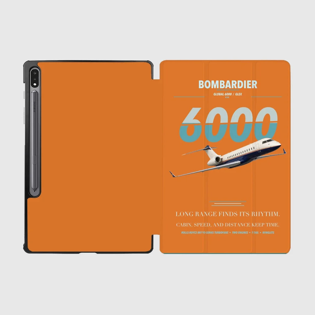 Bombardier Global 6000 design on orange samsung tablet tablet case