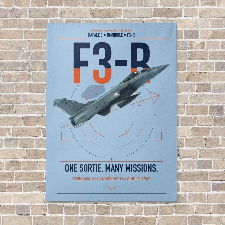 Dassault Rafale C — F3-R standard vertical canvas print - no frame - light blue background
