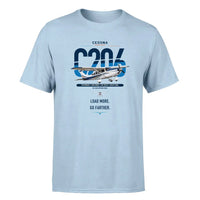 Thumbnail for Cessna 206 Stationair design on light blue t-shirt, single-side print