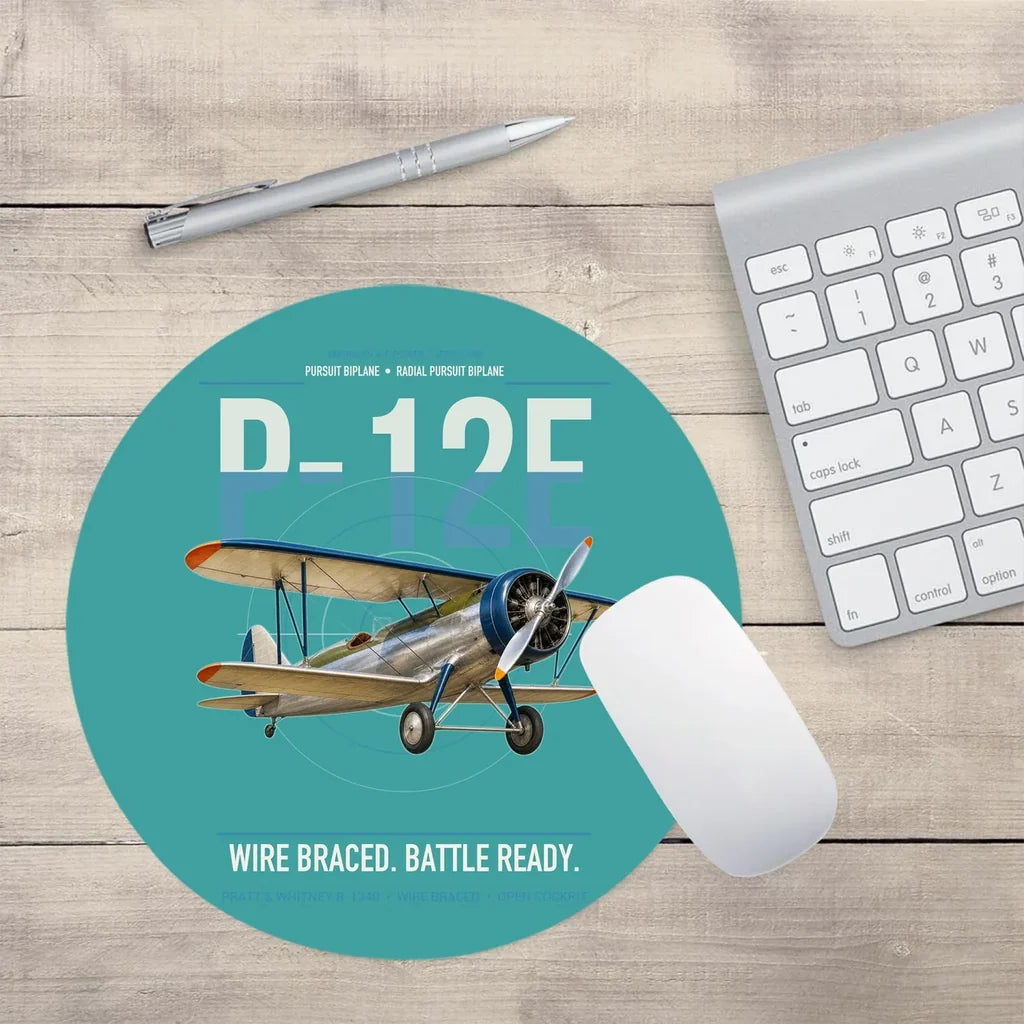 Boeing P-12E design on turquoise round mouse pad