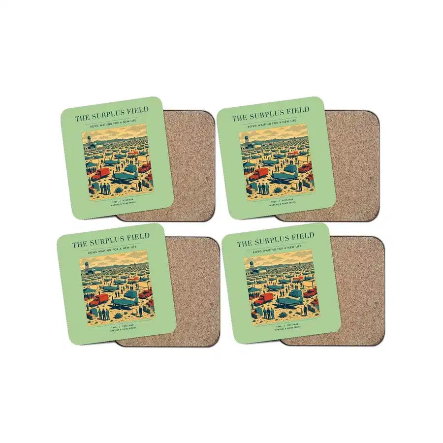 The Surplus Field - Designed Coasters design on light green 4-pieces-set