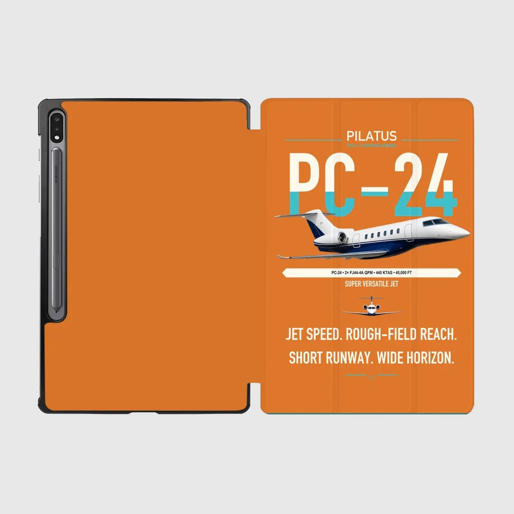 Pilatus PC-24 design on orange samsung tablet tablet case