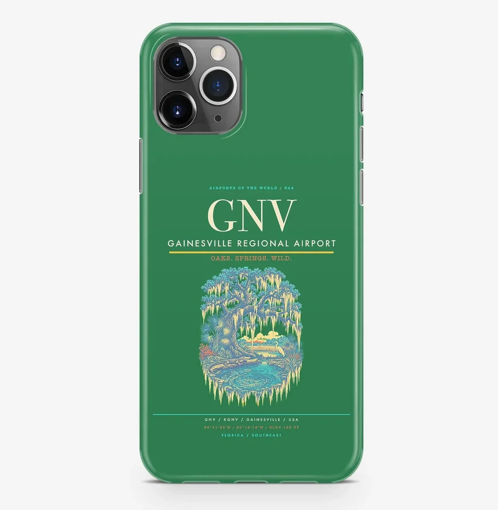 Gainesville Airport (GNV) design on green iPhone 16 Pro MagSafe case