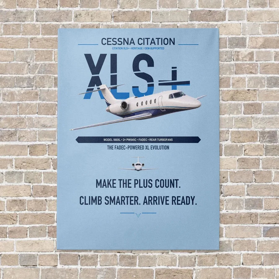 Cessna Citation XLSPlus vertical canvas print - no frame - light blue background
