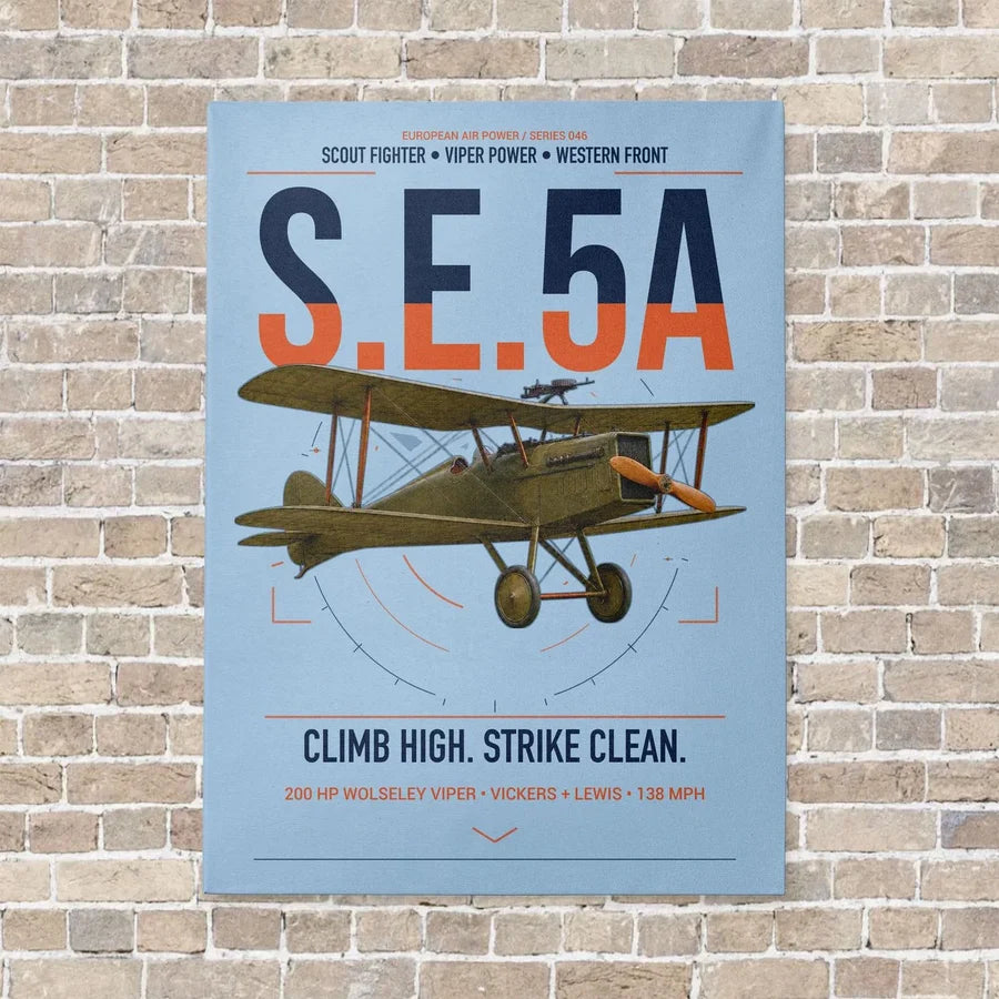 Royal Aircraft Factory S.E.5a vertical canvas print - no frame - light blue background