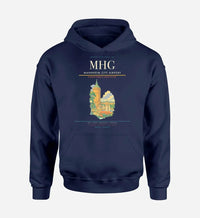 Thumbnail for Mannheim City Airport (MHG) design on navy blue hoodie single-side print