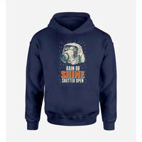 Thumbnail for SIGNAL 447 - Rain Or Shine Shutter Open design on navy blue hoodie single side