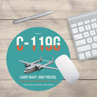 Thumbnail for C-119G Flying Boxcar design on turquoise round mouse pad