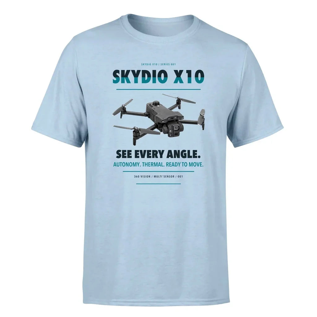 Skydio X10 design on light blue single side