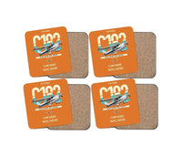 Thumbnail for Cessna 182 Skylane design on orange 4 pieces set coaster