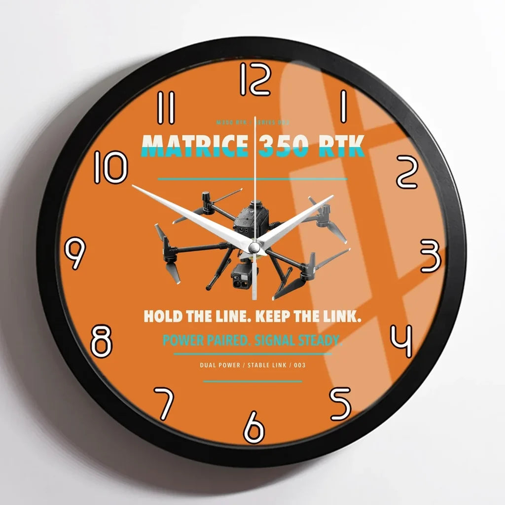 DJI Matrice 350 RTK design on orange framed wall clock