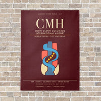 Thumbnail for John Glenn Columbus International Airport CMH - Canvas Framed - Dark Red