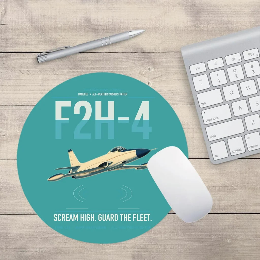 F2H-4 Banshee design on turquoise round mouse pad
