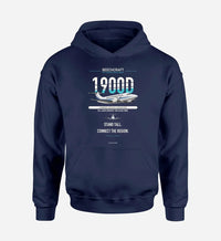 Thumbnail for Beechcraft 1900D design on navy blue hoodie single side