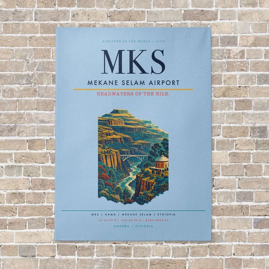 Mekane Selam Airport MKS - Canvas No Frame - Light Blue