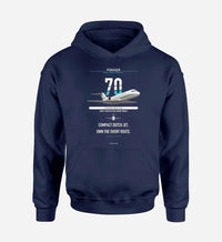Thumbnail for Fokker 70 design on navy blue double-side hoodie, single-side print