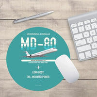 Thumbnail for McDonnell Douglas MD-80 design on turquoise round mouse pad