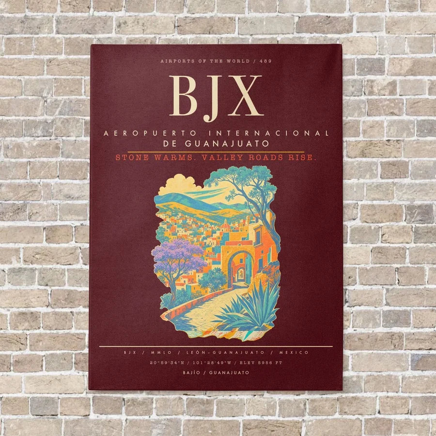 Aeropuerto Internacional de Guanajuato BJX - Canvas Framed - Dark Red