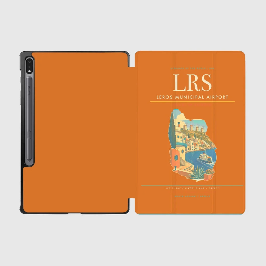 Leros Municipal Airport (LRS) design on orange samsung tablet tablet case