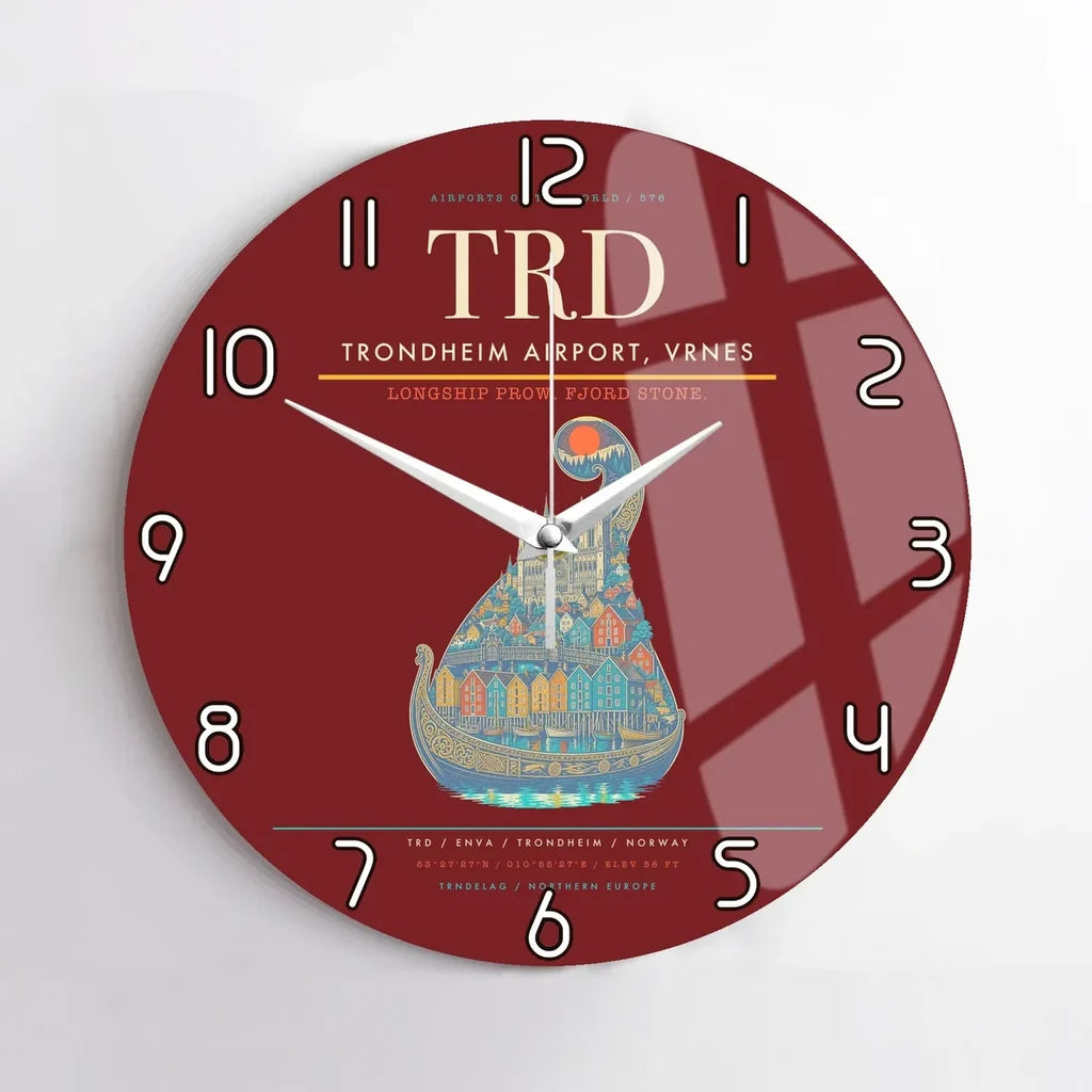 Trondheim Airport Vrnes TRD Wall-Clock No-Frame - Dark Red