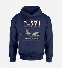Thumbnail for C-27J Spartan design on navy blue double-side hoodie, single-side print