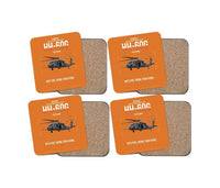 Thumbnail for Sikorsky HH-60G Pave Hawk design on orange 4 pieces set coaster