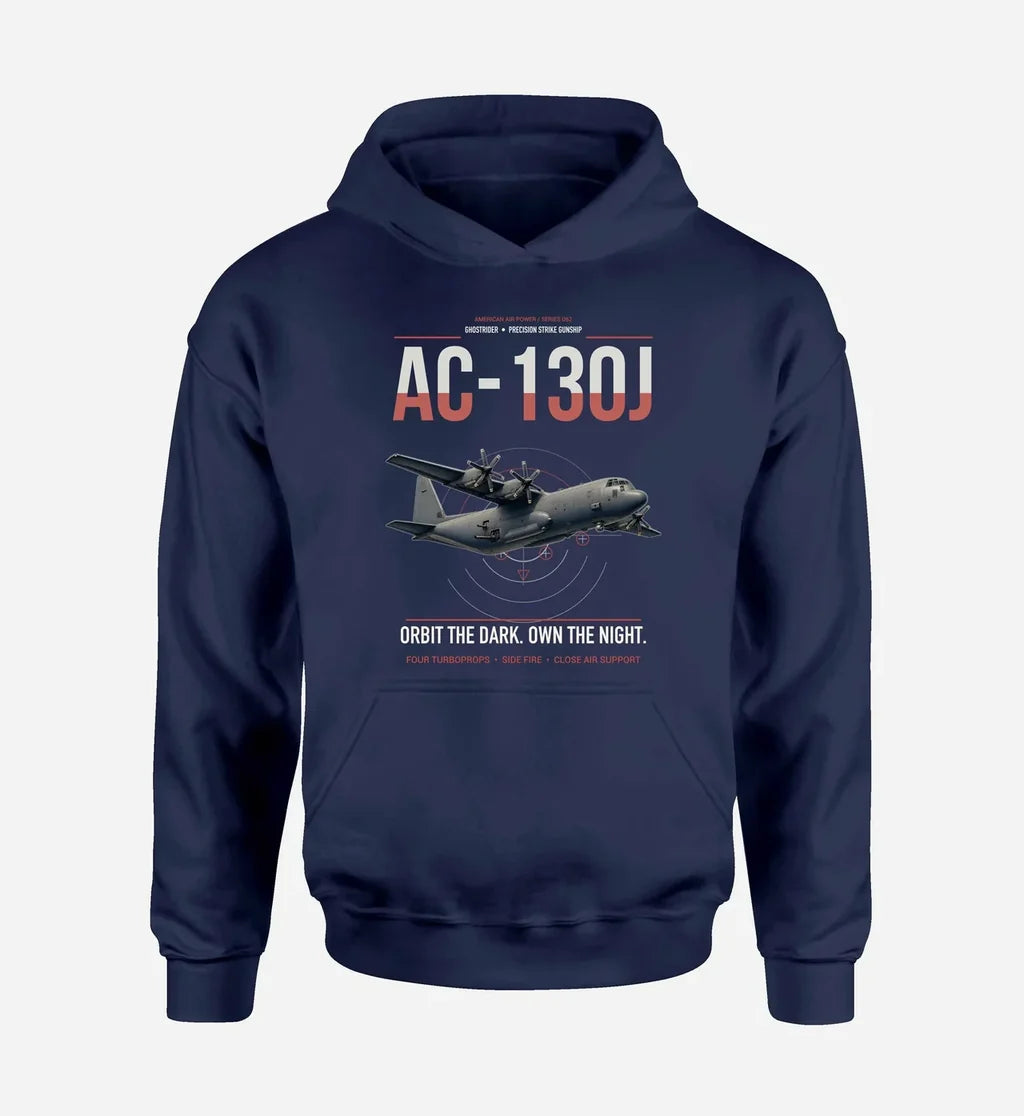 AC-130J Ghostrider design on navy blue double-side hoodie
