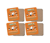 Thumbnail for Parrot ANAFI Ai design on orange 4 pieces set coaster
