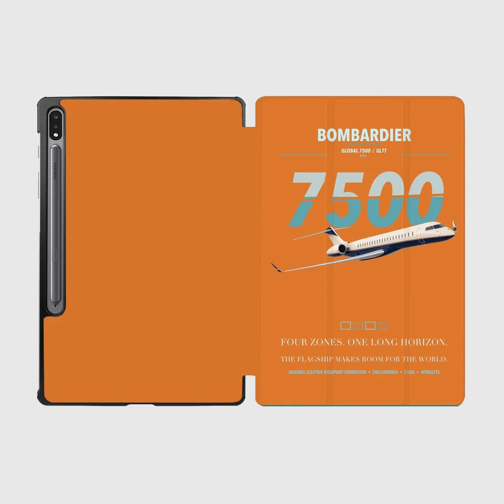 Bombardier Global 7500 design on orange samsung tablet tablet case