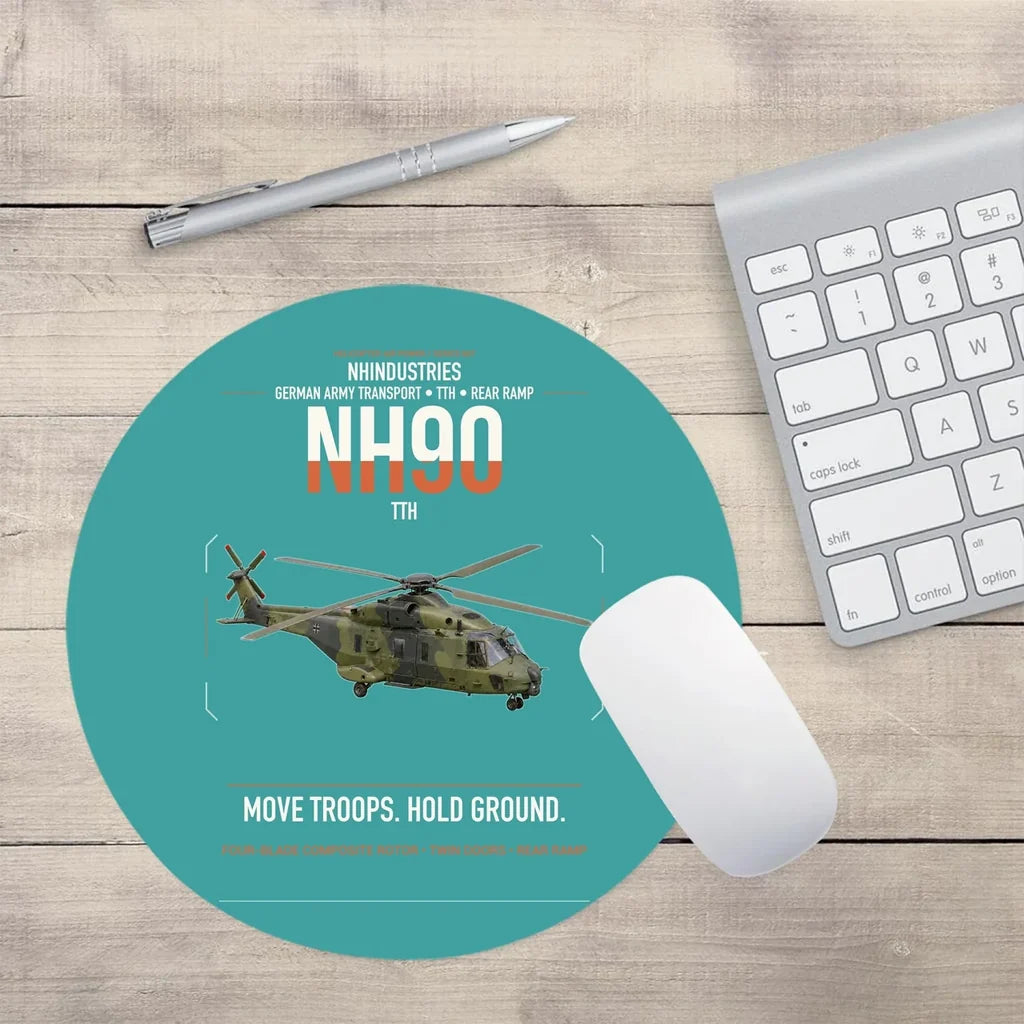 NHIndustries NH90 TTH design on turquoise round mouse pad