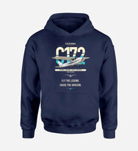 Thumbnail for Cessna 172 Skyhawk design on navy blue double-side hoodie, single-side print