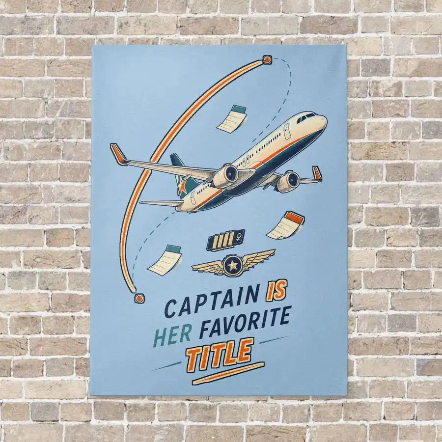 Captain Is Her Favorite Title vertical canvas print - no frame - light blue background
