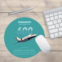 Thumbnail for Bombardier Challenger 600 design on turquoise round mouse pad