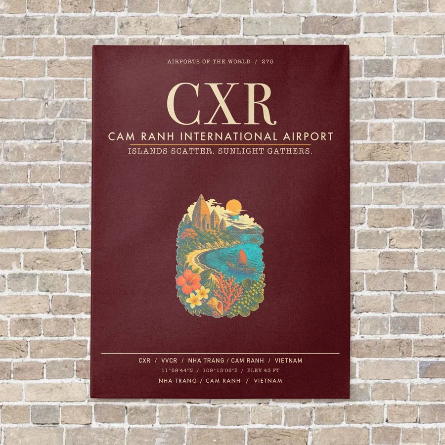 Cam Ranh International Airport Nha Trang CXR - Canvas Framed - Dark Red