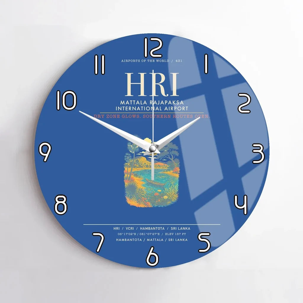 Mattala Rajapaksa International Airport HRI Wall-Clock No-Frame - Blue