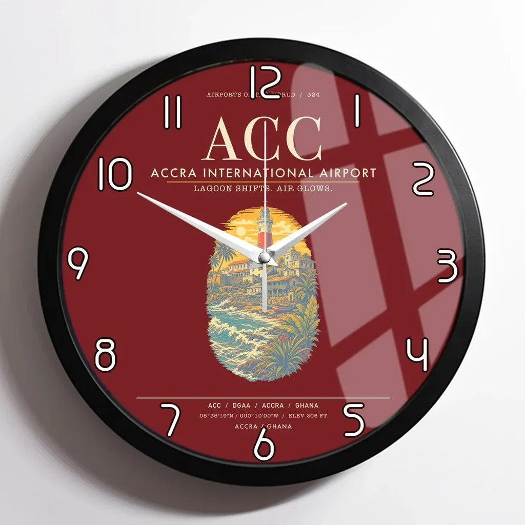 Accra International Airport ACC Wall-Clock Framed - Dark Red