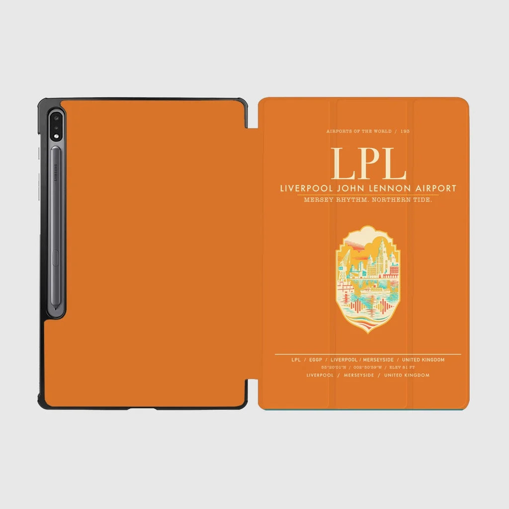 Liverpool John Lennon Airport (LPL) design on orange samsung tablet tablet case