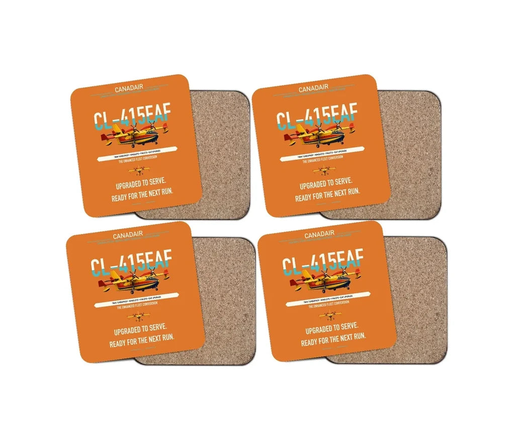 Canadair CL-415EAF design on orange 4 pieces set coaster